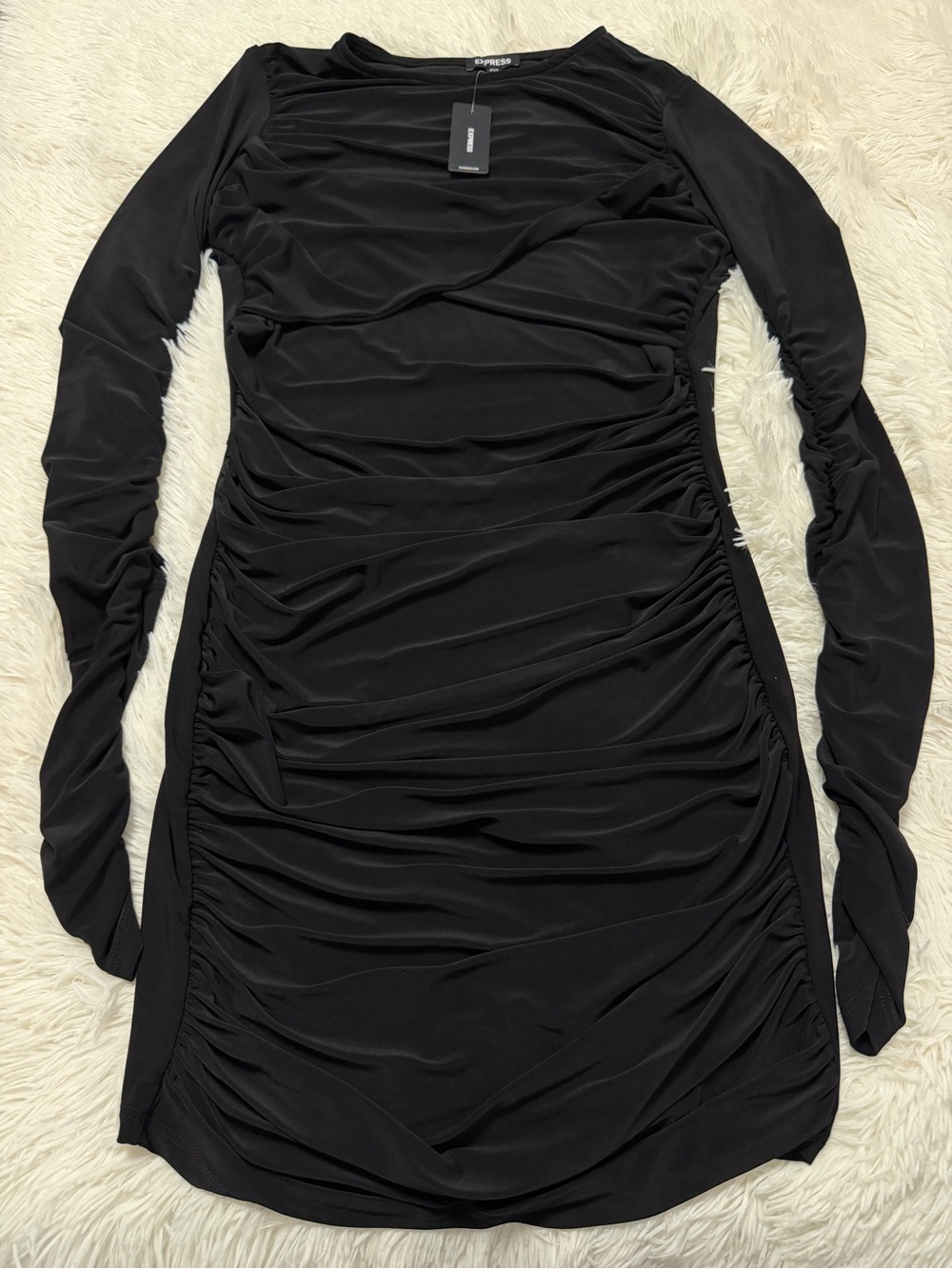 Express Crew Neck Long Sleeve Twist Front
Ruched Mini Dress - Picture 3 of 5